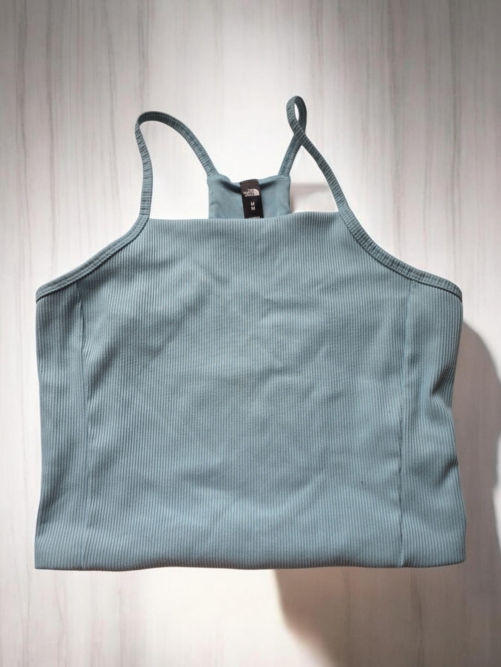 The North Face Light Blue Ribbed Crop Tank